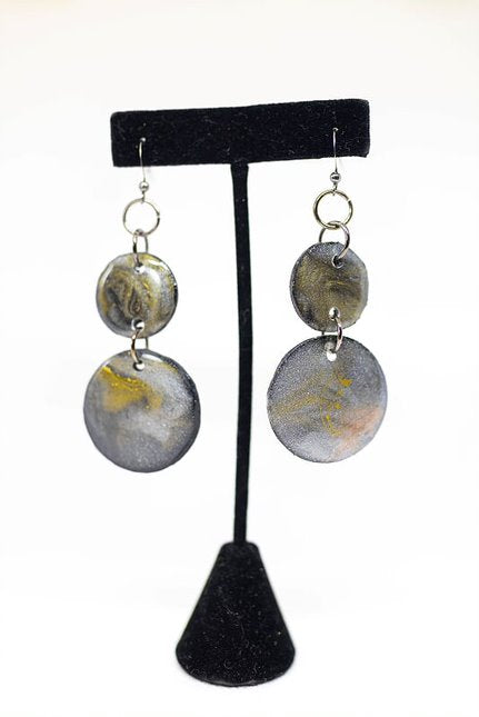 Go Gray Upcycled Vinyl Record Cancer Awareness Earrings