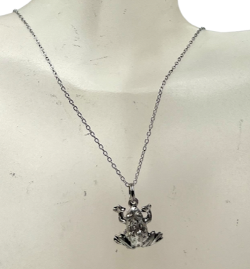 Pewter Frog Charm Necklace and Earring Set: A Cute and Quirky Statement Piece