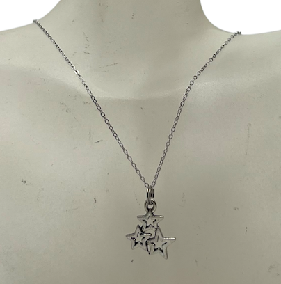 Silver Dangling Stars Earrings and Necklace Set