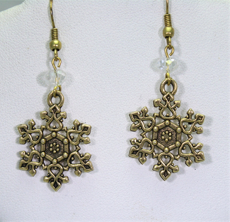 Snowflake Gold Plated Pewter Earrings