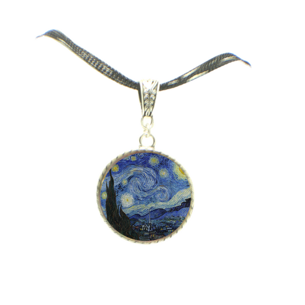 Monet Water Lilies Van Gogh Starry Night or Personalized Pendant Necklace