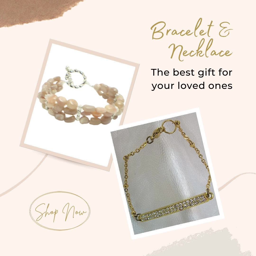 Triple Strand Stacking Sunstone Beige Gemstone Bracelet