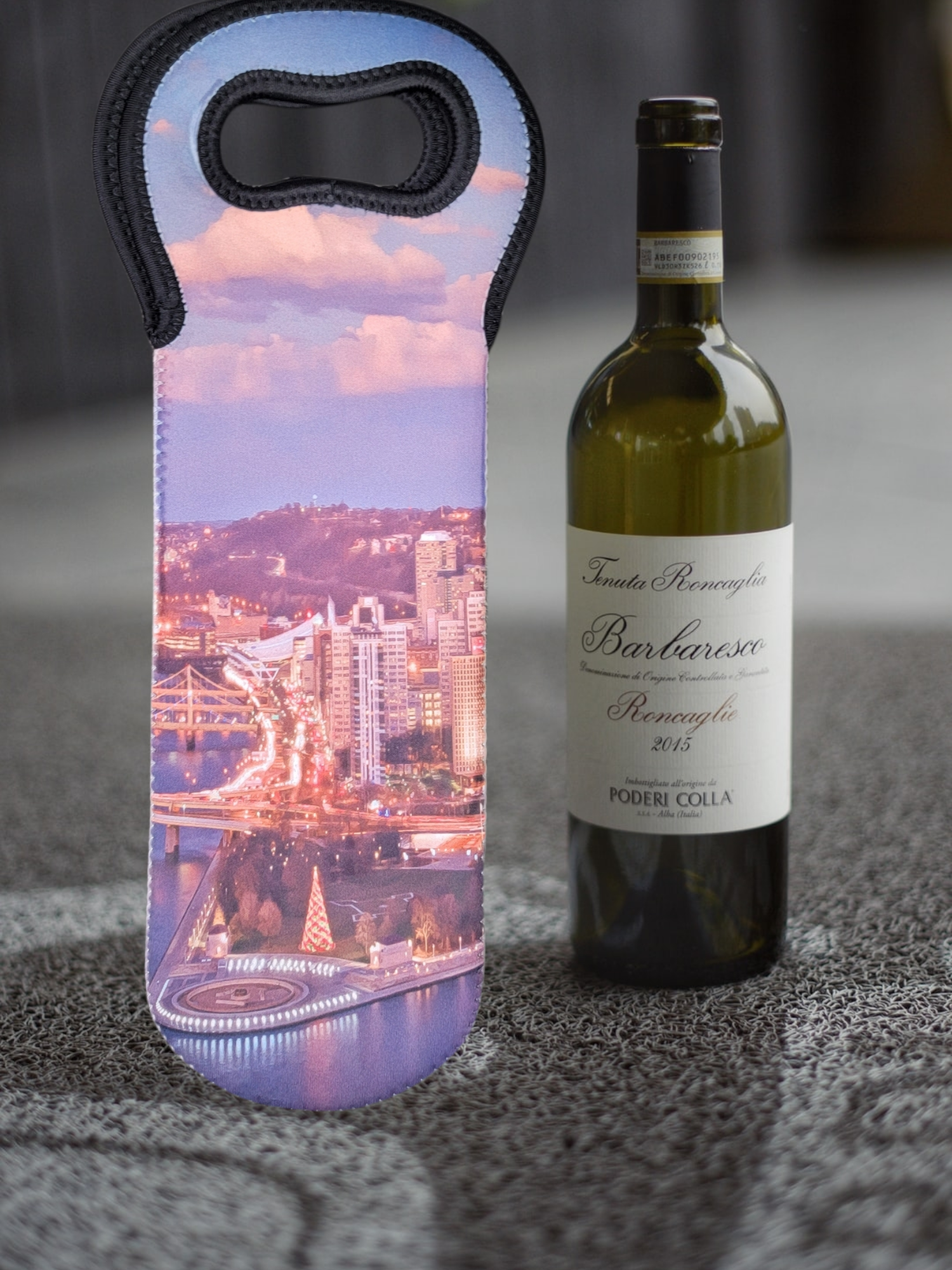 Customizable City Scene Wine Carrier Gift Bag