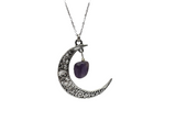 Silver Moon Necklace with Assorted Gemstones