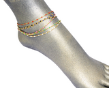 Delicate Gemstone Ankle Bracelets (1mm Gold Chain, Assorted Colors) - 9 Inch