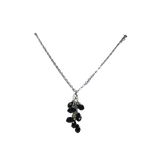 Black Teardrop Cluster Necklace on Silver Chain