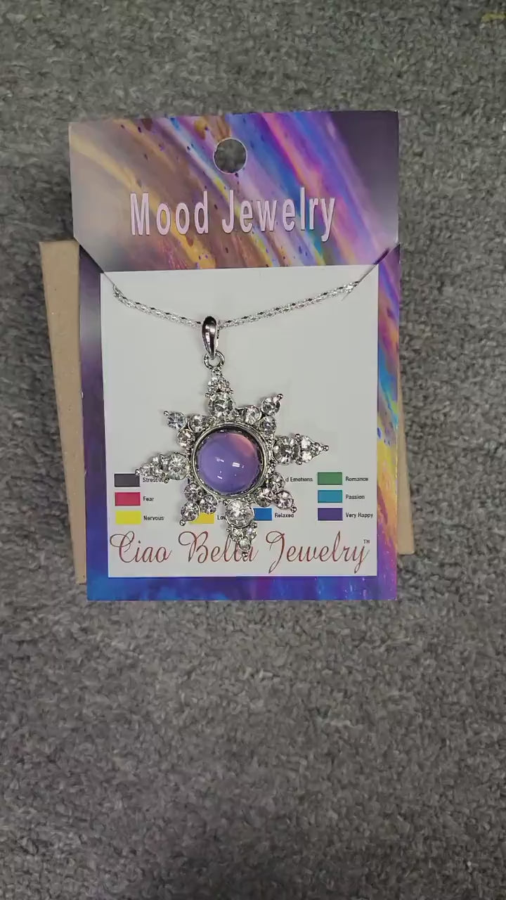 Snowflake Pendant - Mood Bead Necklace -  70's Necklaces - Changing Color  - Mood Jewelry -  Mood Pendant - Stressed Girlfriend Gift