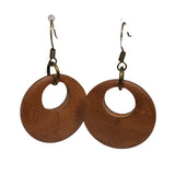 Modern Geometric Wooden Disc Earrings