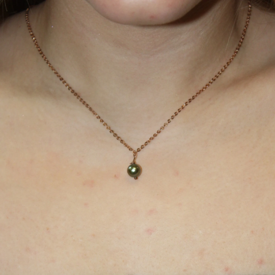 Rose Gold and Turquoise Pearl Necklace