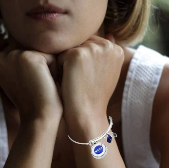 NASA Logo Bangle Bracelet | Stainless Steel, Tarnish-Free | Space Fan Gift