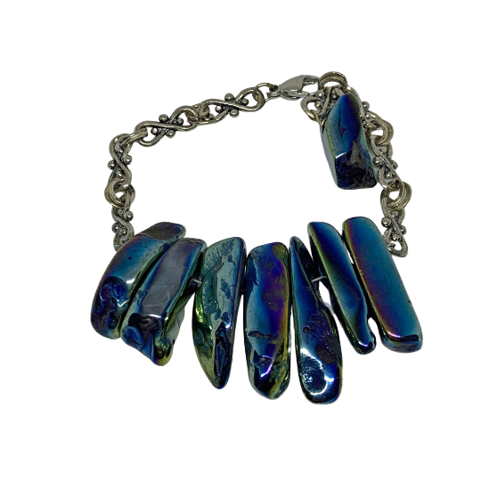 Metallic Blue Agate Bracelet