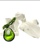 Green and Black Murano Glass Pendant on a Double Jasper Gemstone Strand