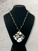 Black and Silver Murano Glass Pendant Necklace