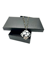 Black and Silver Murano Glass Pendant Necklace