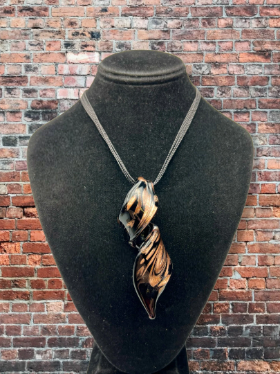 Unique and Stunning Black and Gold Spiral Pendant Necklace - Perfect Holiday Gift