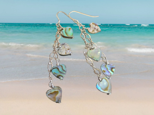 Abalone Heart Dangling Earrings