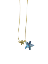 Aqua Crystal and Gold Starfish Necklace
