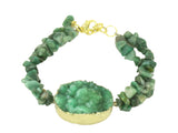 Green Druzy and Malachite Gemstone Bracelet