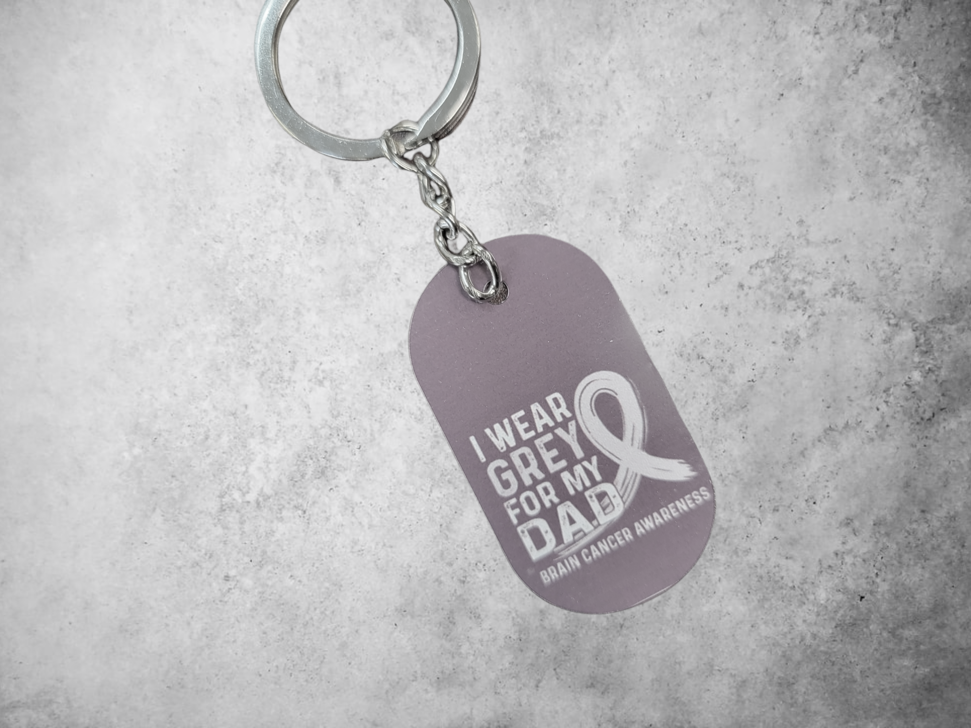 Brain Cancer Awareness Keyrings - Go Gray Charity Keychain
