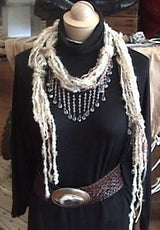 Boho Beaded Lightweight Scarf Necklace - Ivory