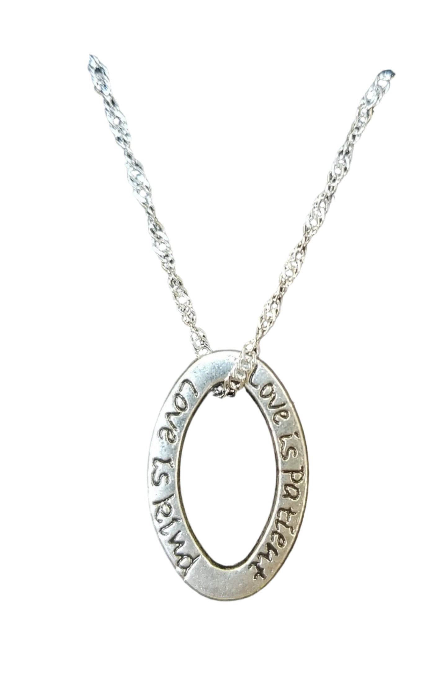 "Love is Patient, Love is Kind" Inspirational Pendant Necklace