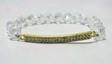 Clear Crystal Gold Bar Stretch Wedding Bridesmaid Bracelet