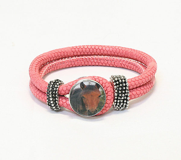 Horse Lovers Leather Snap Bracelet