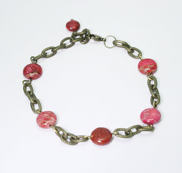 Pink Gemstone Chain Bracelet