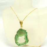 Green and Gold Druzy Gemstone Pendant Necklace