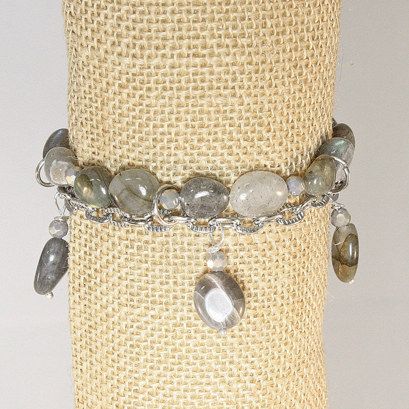 Labradorite Silver Chain Double Strand Bracelet