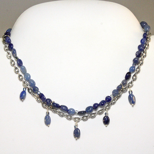 Silver and Blue Denim Gemstone Necklace