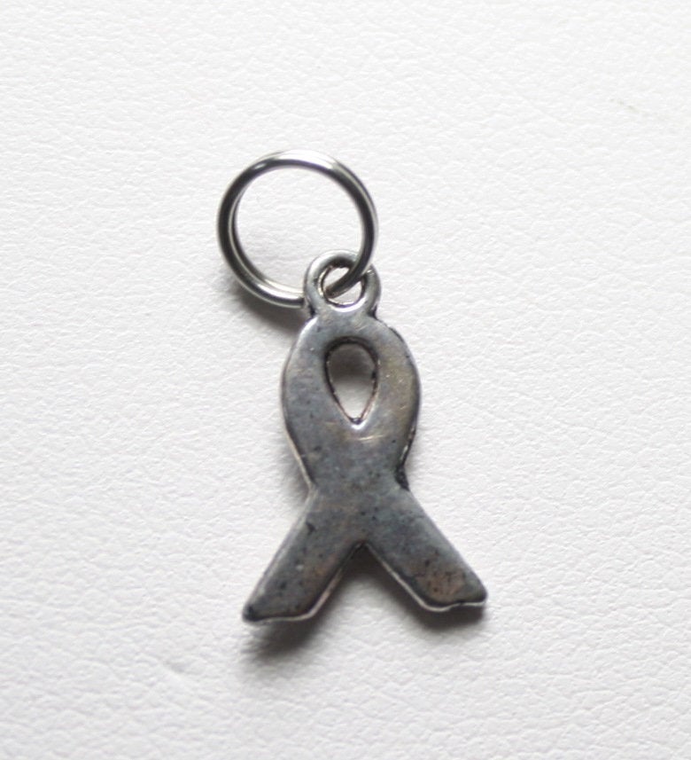 Awareness Ribbon Charm - Silver Alloy with Split Ring