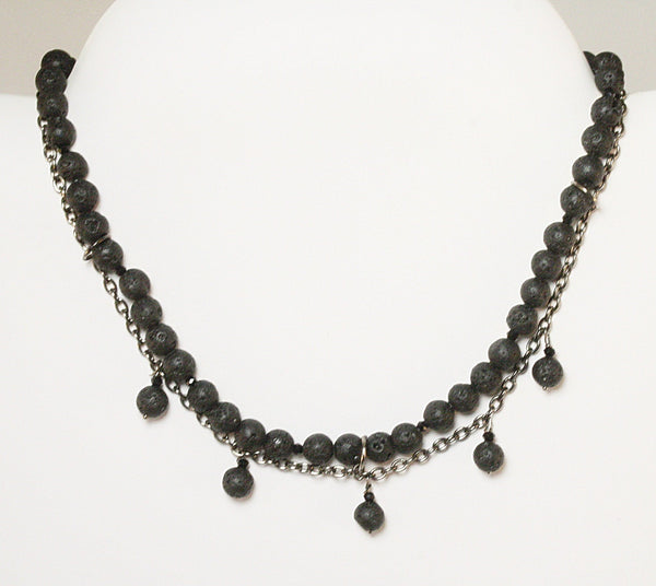 Black Lava Stone Essential Oils Necklaces