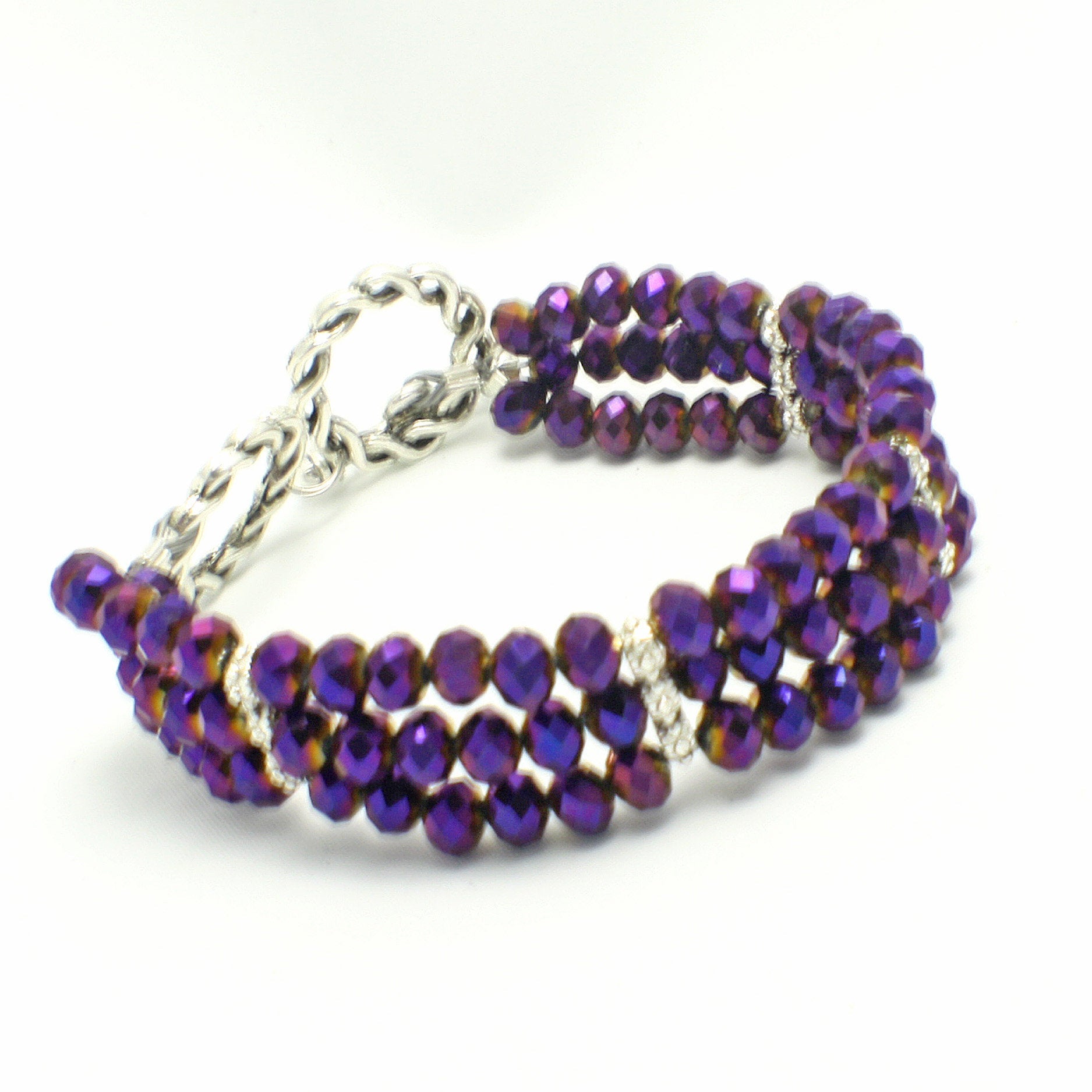 Magenta Purple Multi-Strand Statement Bracelet