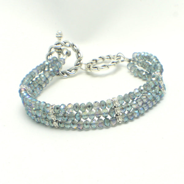 Stunning Sea Green Multi-Strand Bracelet with Toggle Clasp