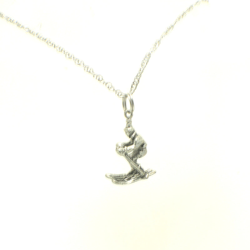 Skier Pewter Charm Necklace