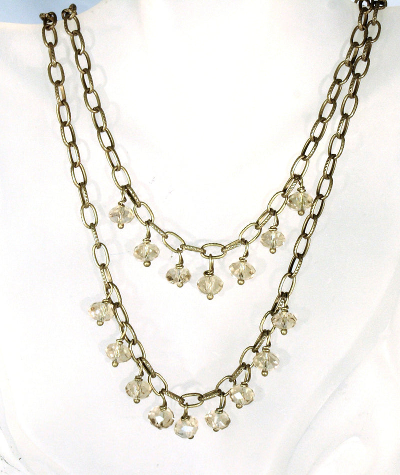 Victorian Double Strand Crystal Necklace For Women