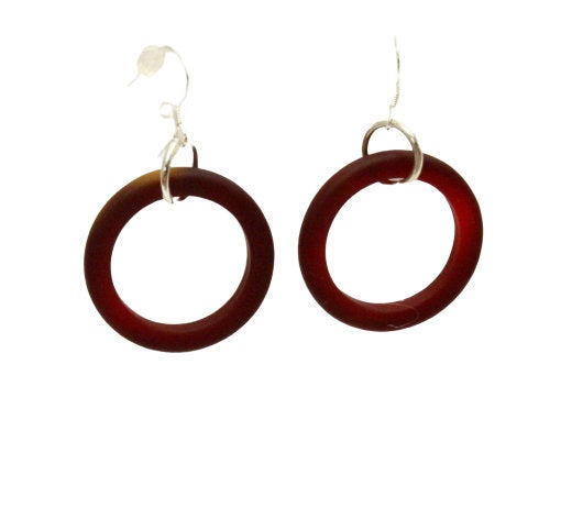 Deep Red Hoop Earrings