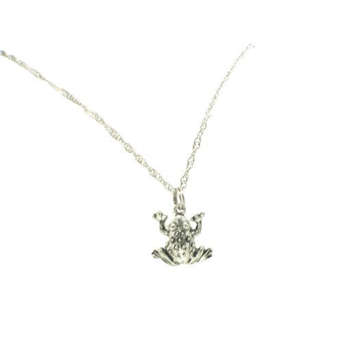 Silver Frog Pewter Charm Necklace