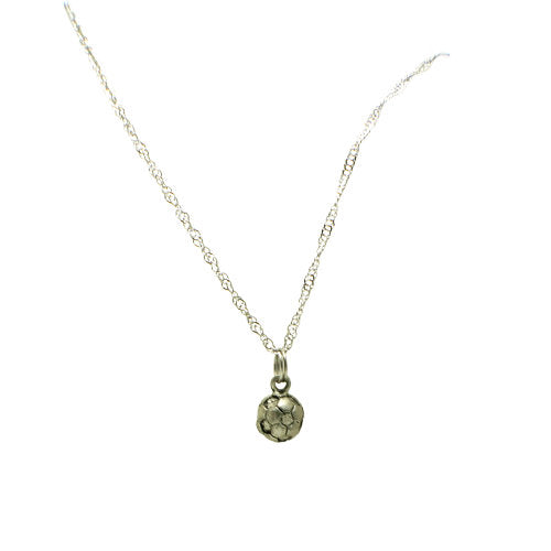 Pewter Soccer Ball Charm Necklace - Stainless Steel Chain
