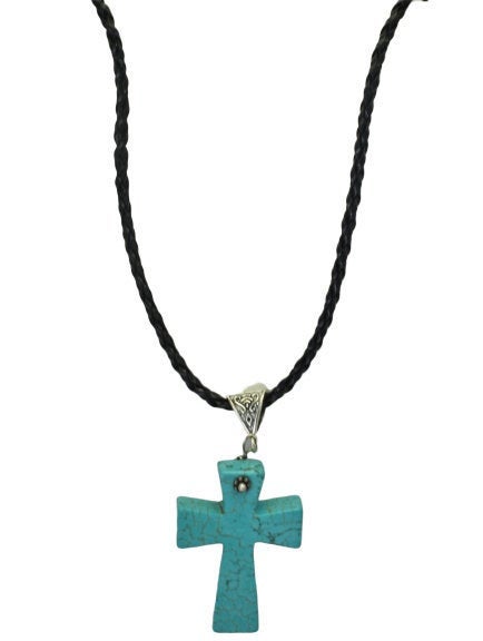 Turquoise Cross Stone Necklace