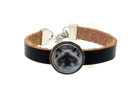 Cat Lovers Leather Bracelet Personalize