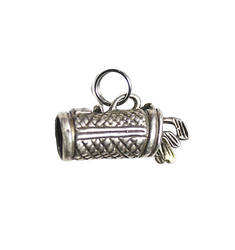 925 Sterling Silver 3D Golf Bag Charm for Bracelet or Necklace (1 Inch)