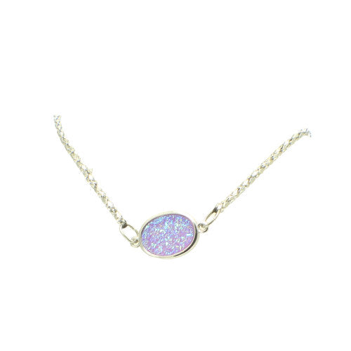 Delicate Pink Druzy Geode Choker Necklace