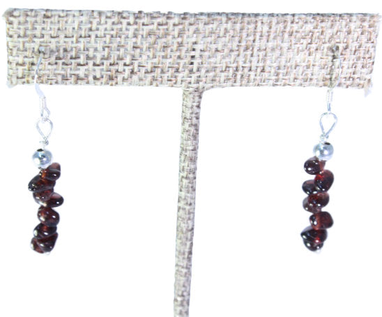 Deep Red Garnet Gemstone Drop Earrings - January Birthstone