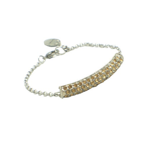 November Crystal Topaz Bar Silver Chain Bracelet