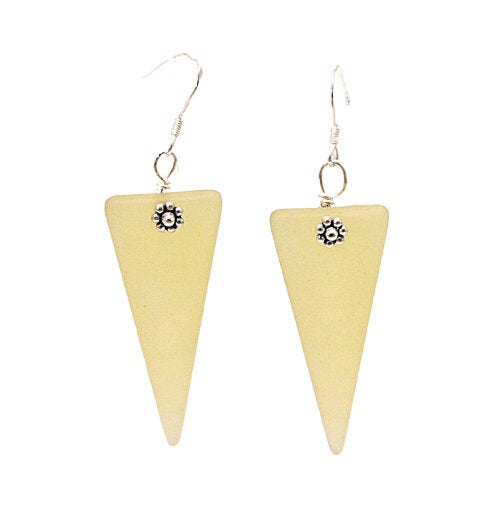 Yellow Cultured Glass Triangle Spike Earrings