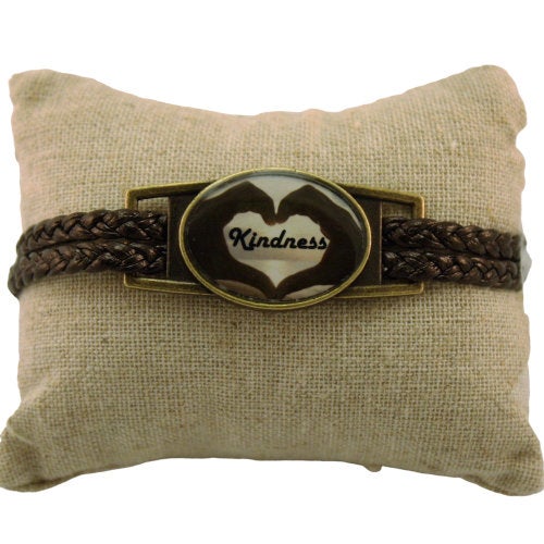Kindness Anti-hate Inspirational Brown Leather Bracelet