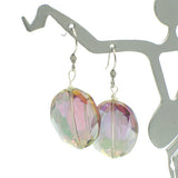 Iridescent Oval Crystal Earrings - Statement-Making Sparkle