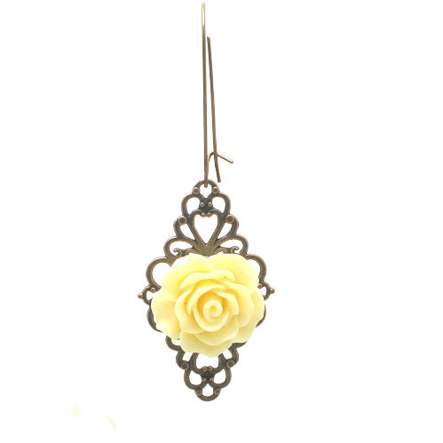 Vintage Victorian Copper and Yellow Rose Earring